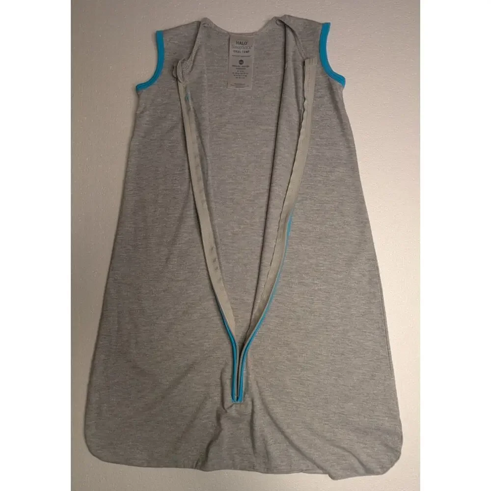 HALO Unisex Polyester Rayon SleepSack Ideal Temp Med Grey Aqua Wearable Blanket